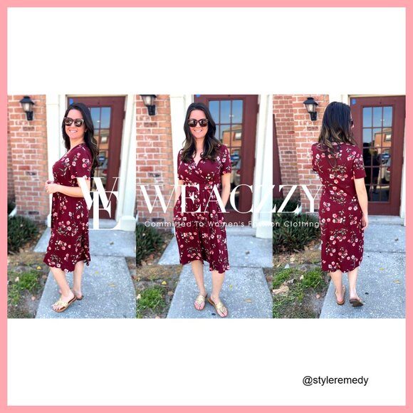 Short Sleeve V-Neck Floral Dress with Pockets, Casual Summer Swing - Picture 6 of 7